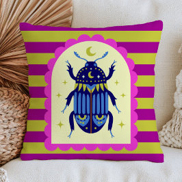 Almofada Design de Bug Celestial Listras Verdes e Roxas Ret