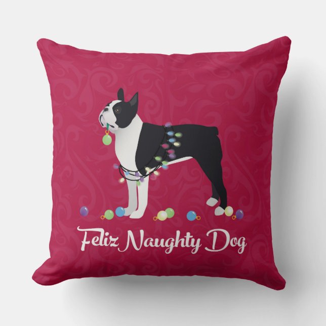 Almofada Design de Cachorro Malvado Black Boston Terrier Fe (Frente)