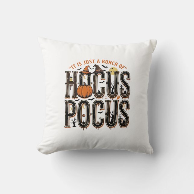 Almofada Design de Camisa de Abóbora de Halloween Hocus Poc (Frente)