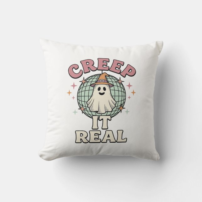 Almofada Design de Camisa de Halloween Creep It Real Ghost  (Frente)