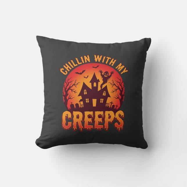 Almofada Design de camiseta de Halloween Chillin With My Cr (Frente)