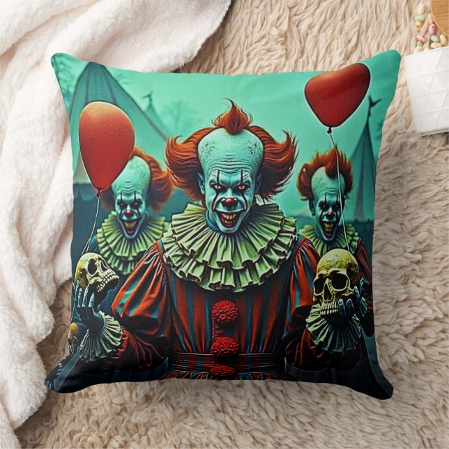 Almofada Design de Cena de Horror de Palhaço Assustador (Cobertor)
