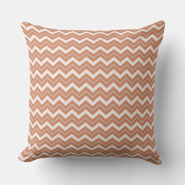 Almofada Design de Chevron Branco e Laranja Vibrante (Frente)