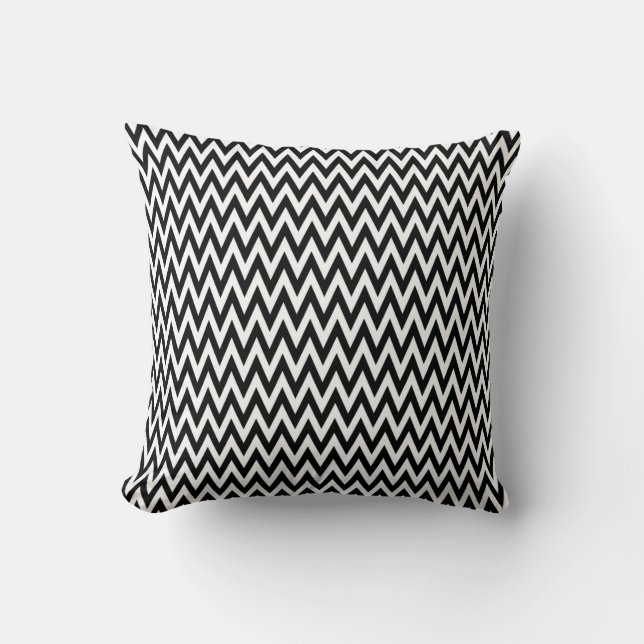 Almofada Design de Chevron Elegante Preto (Frente)