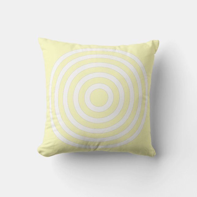 Almofada Design de Círculos Concêntricos Amarelo Pastel e B (Frente)