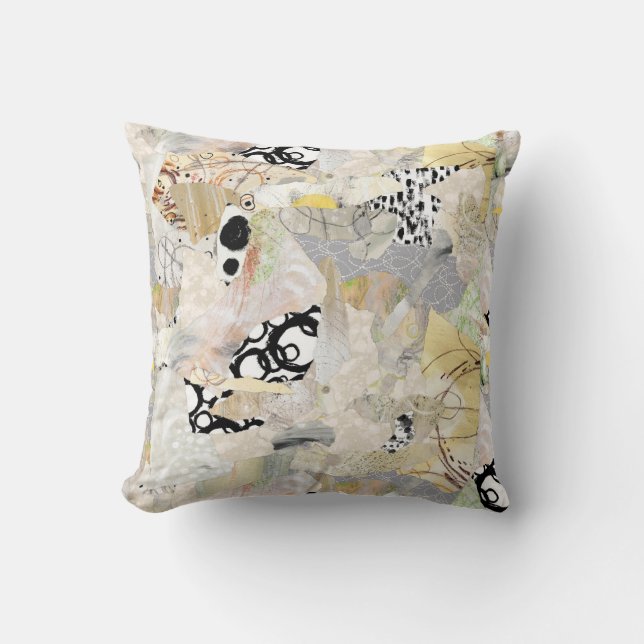 Almofada Design de Colagem Abstrata Elegante Neutra (Frente)