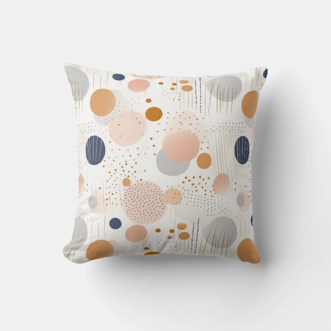 Almofada Design de cor azul e Abstrato castanhoFolha (Frente)