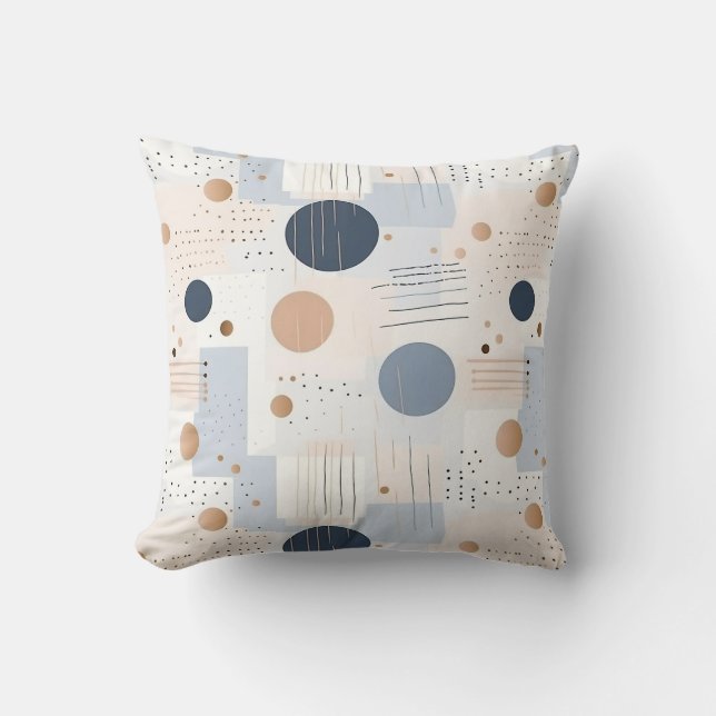 Almofada Design de cor azul e Abstrato castanhoFolha (Frente)