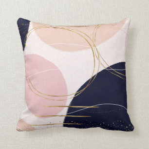 Almofada Design de cor rosa mínimo de traços e círculos