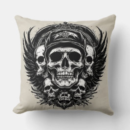Almofada Design de crânio com Asas e Símbolos