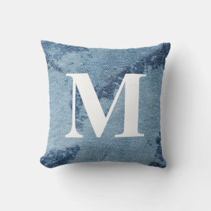 Almofada Design de Denim Lavado nº 9 com Monograma