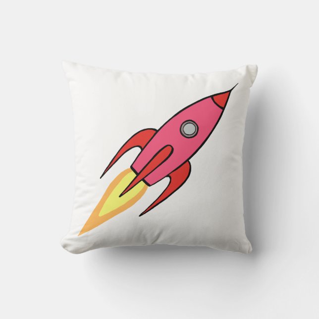 Almofada Design de desenho animado do Rocketship Retro Cor- (Frente)