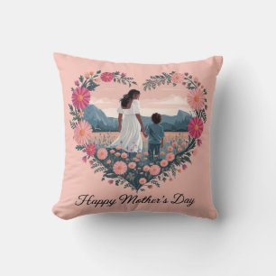 Almofada Design de Dia de as mães de coração: Mãe e Criança
