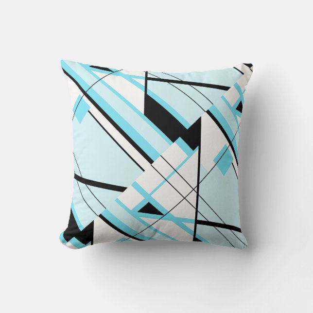 Almofada Design de Diagnóstico Geométrico Azul Negro-Claro (Frente)