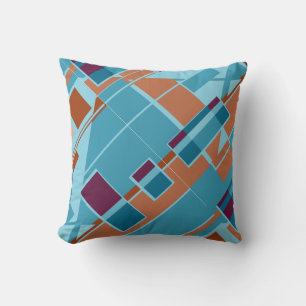 Almofada Design de Diagonal Azul Brilhante Azul Laranja Roc