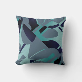 Almofada Design de Diagonal Azul-Negro-Seafoam Azul-Chato A