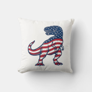 Almofada Design de Dinossauro T-Rex Patriótico Bandeira Ame