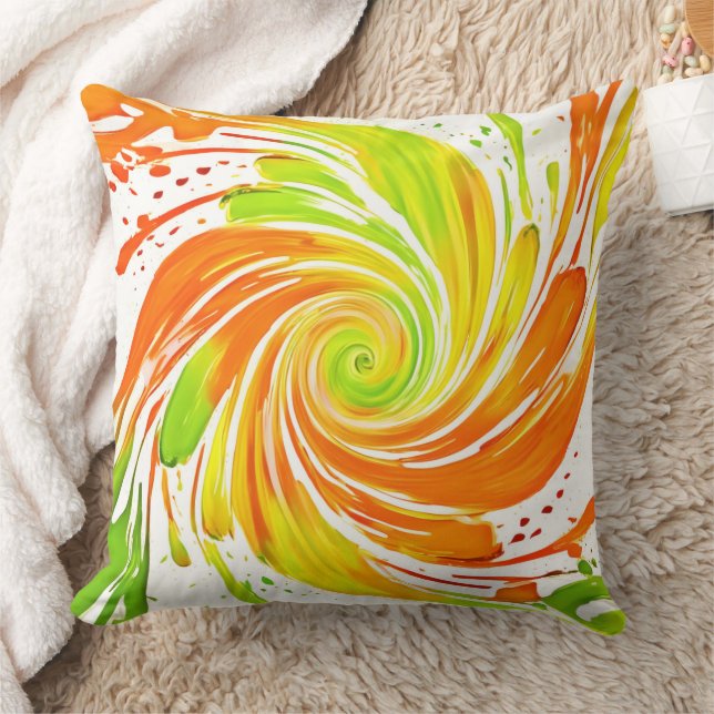 Almofada Design de espiral verde e laranja (Cobertor)