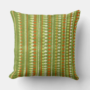 Almofada Design de Estêncil Verde e Laranja