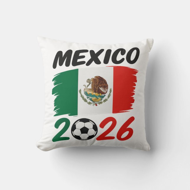 Almofada Design de Fã de Futebol México 2026 com Bola de Fu (Frente)