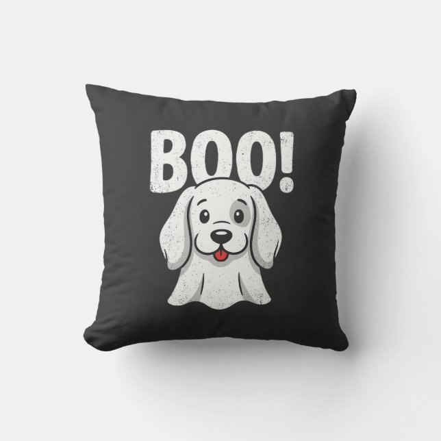 Almofada Design de Fantasma de Cachorro Fofo do Dia das Bru (Frente)