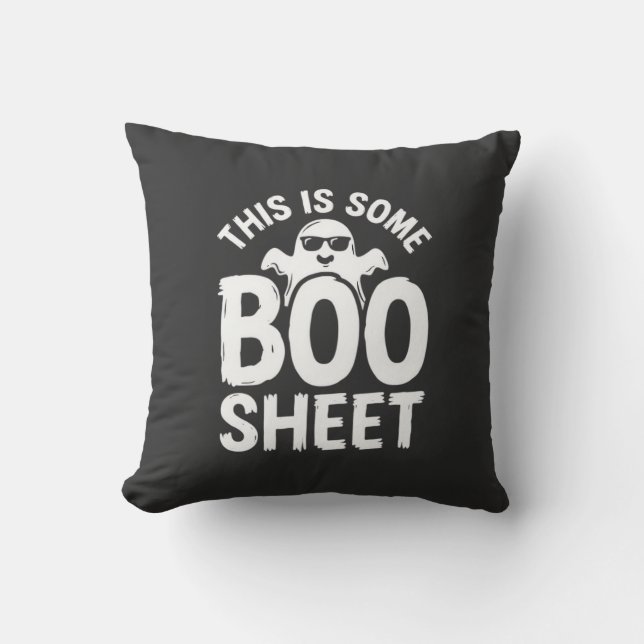 Almofada Design de Fantasma Folha Boo Halloween Engraçado_1 (Frente)