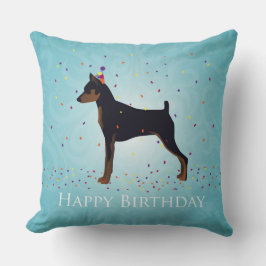 Almofada Design de Feliz Aniversário de Miniatura Pinscher
