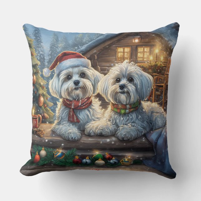 Almofada Design De Férias Maltês Por Rich AMeN Gill (Frente)