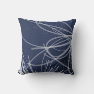 Almofada Design de Fita Abstrato Azul e Branco