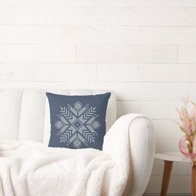 Almofada Design de floco de neve com ponto de cruz de Natal (Sofá)