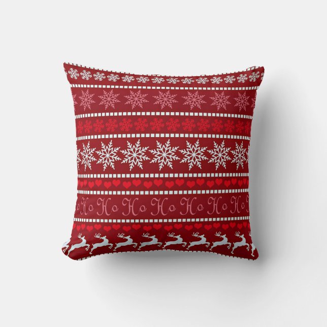 Almofada Design de Floco de Neve e Rena Festivo (Frente)