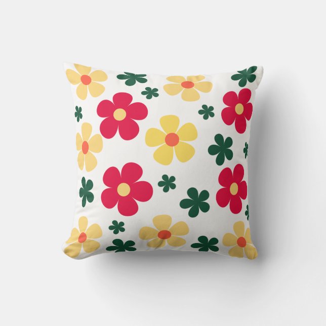 Almofada Design de flor amarela vermelha (Frente)