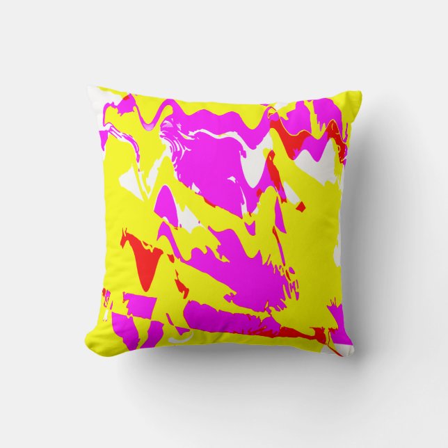 Almofada Design de Flor de Fantasia Branca Amarelo-Rosa (Frente)