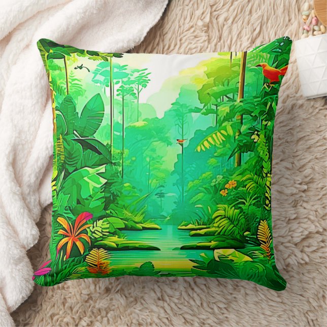 Almofada Design de Floresta Exótica (Cobertor)