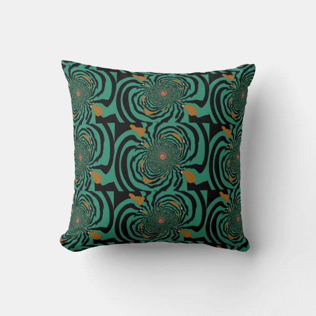 Almofada Design de Fractal Verde Floresta Profunda (Frente)
