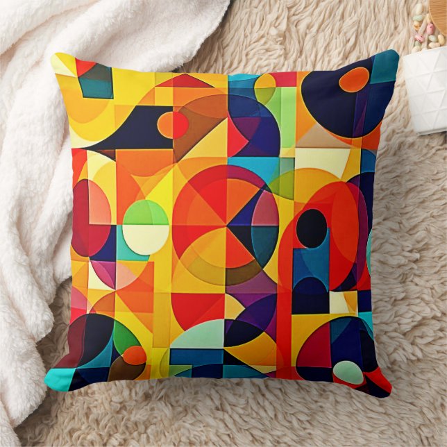 Almofada Design de Geometria de Cor Bauhaus (Cobertor)