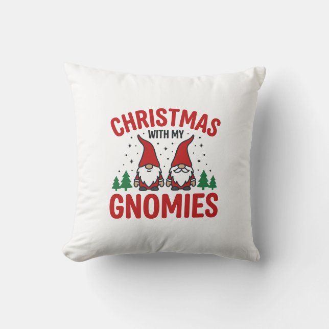 Almofada Design de Gnome de Natal Gnomies de Feriado (Frente)