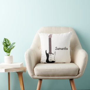 Almofada Design de Guitarra Elétrica Preta Personalizado