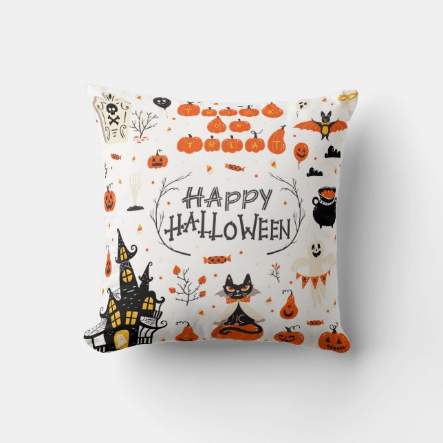 Almofada Design de Halloween. Clipes de Halloween com (Frente)