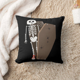 Almofada Design de Halloween de Skeleton e Coffin