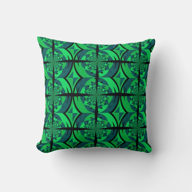 Almofada Design de Hélice Verde e Preto (Frente)