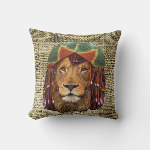 Almofada Design de humor de leão da vida selvagem rastafari