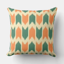 Almofada Design de Ikat em cor verde e laranja