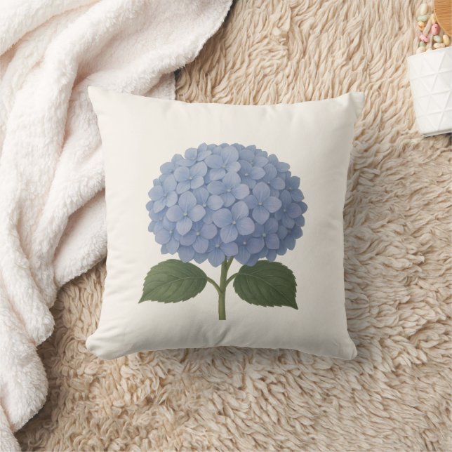 Almofada Design de Ilustração Botânica de Hydrangea Azul (Cobertor)