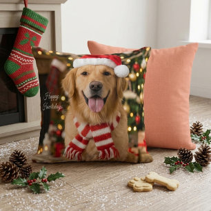 Almofada Design de Impressão de Pata de Natal de Retriever