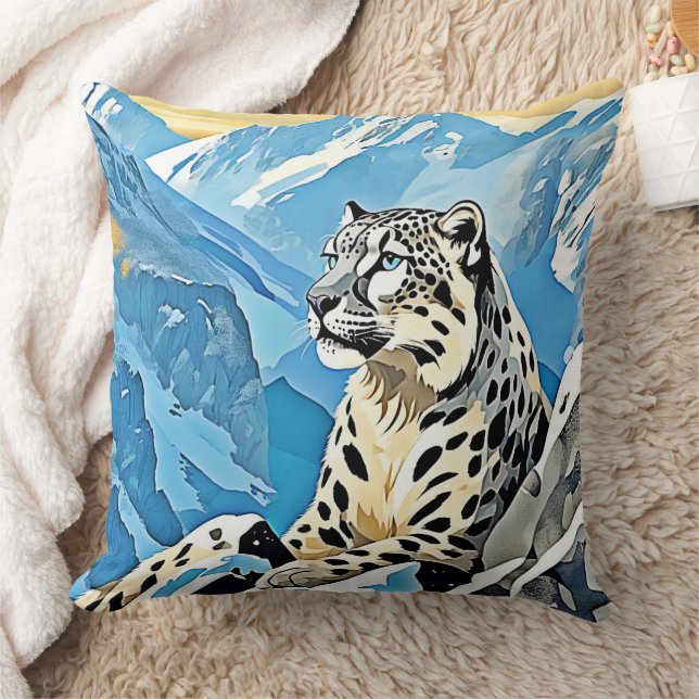 Almofada Design de Leopardo de Neve Selvagem (Cobertor)