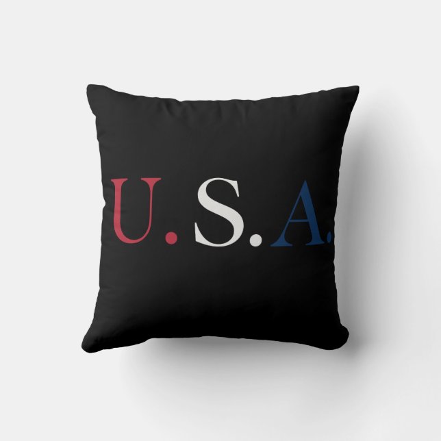 Almofada Design de letras Vermelho Branco e Azul dos EUA  (Verso)