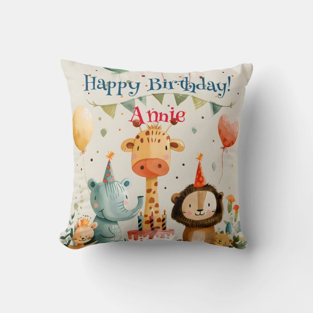 Almofada Design de lindas crianças de animais com elementos (Frente)