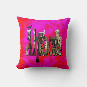 Almofada Design De Logotipo Alpaca Vermelho E Rosa,