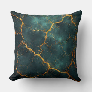 Almofada Design de Luxo Abstrato Kintsugi Dourado Resiliênc